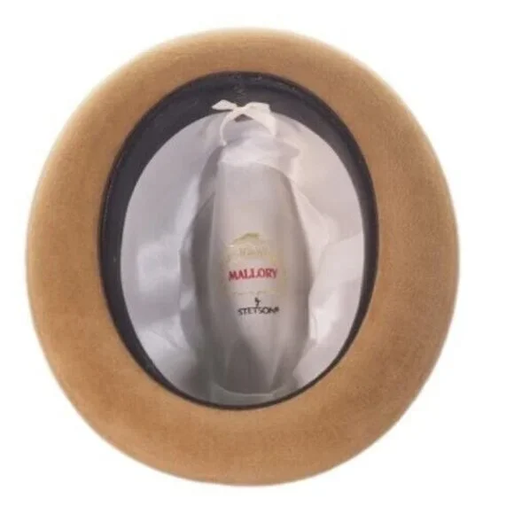 Vintage 1950’s Mallory Fedora Size 6 3/4 54 Mens Hat Tan Wool Feather - Picture 8 of 12